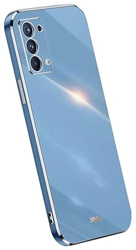 Topme Funda de Silicona para OPPO Find X3 Lite 6.43" Inches, [ Carcasa Case de Teléfono Estilo Borde Dorado] - Azul Marino Cover
