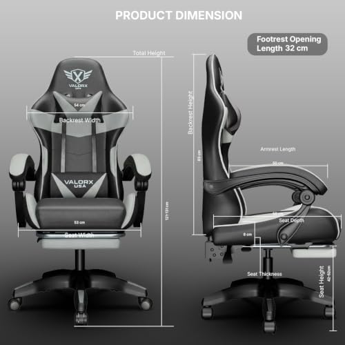 VALORXUSA Store ValorX USA Fighter Ergonomic Gaming Chair, Grey - Image 3