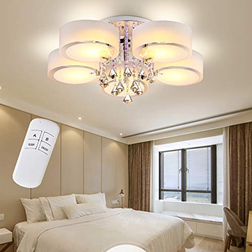 Plafonnier LED cristal lustre multicolore à télécommande 5 têtes