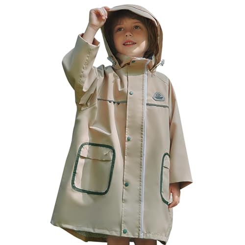 Image of Fewlby Kids Raincoat Toddler Poncho Windbreaker Waterproof Rain Jacket with Magical Water-Reactive Patterns for Boys Girls