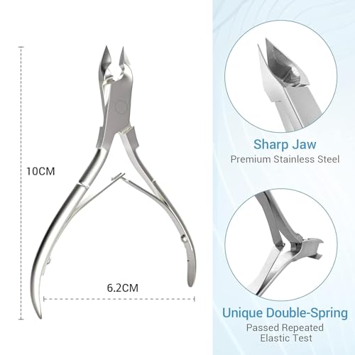 Cuticle Trimmer Cuticle Pusher, Cuticle Remover Cuticle Nippers Professional Stainless Steel Cuticle Pusher and Cutter Clippers Durable Pedicure Manicure Tools for Fingernails and Toenails AZUREBEAUTY