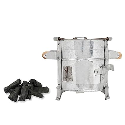 DSOM Pure Iron Chulha/Griller Heater Oven/Iron Ashtray/Coal Charcoal Stove/Gas Stove tandoor Griller Heater Oven for Cooking (with 500 g Coal + Iron Chimta/Tong)