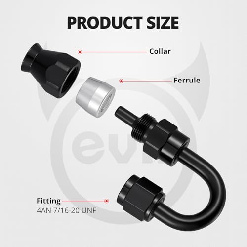 Image of EVIL ENERGY 4AN PTFE Hose End Fitting 180 Degree Black for PTFE Hose Only 4PCS