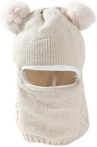 Scarf Woolen Earflap Hood Warm Skull Knit Caps Beanie Cap for Toddlers Baby Girls and Boys