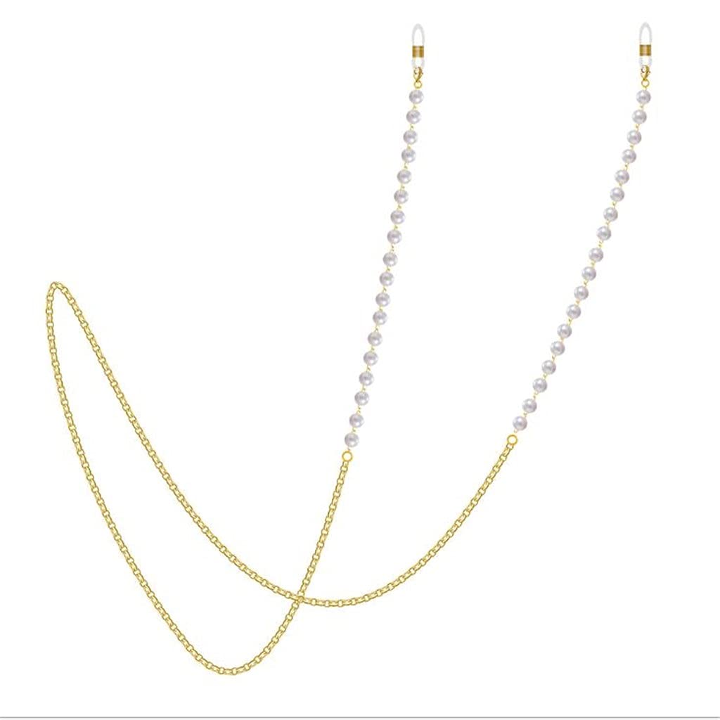 Schwarze Perlen-Brillenband-Lesebrillen-Hängekette Sonnenbrillen-Brillenhalter-Halsschnur-Brillenschlupf-Metallkette (Color : A, Size : Length-70CM) (C Length)