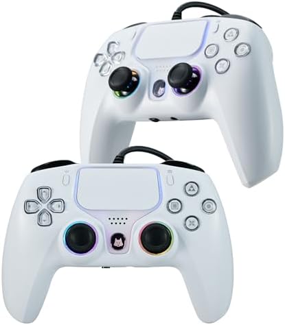 NBCP Gaming 2 Pack for PS5 Wired Controller, PC/Steam, Turbo & Linear Hall-effect Trigge,Wired Controllers for Compatible with PS5/4, Windows PC & Steam White* 2 : Video Games