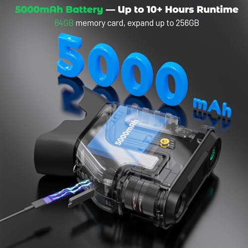 Image of WOSPORTS 4K Night Vision Goggles- 10X Optical & 8X Digital Zoom, 1315FT Infrared Range, Rechargeable 5000mAh Battery, IPX Waterproof, Ideal for Camping - Camo