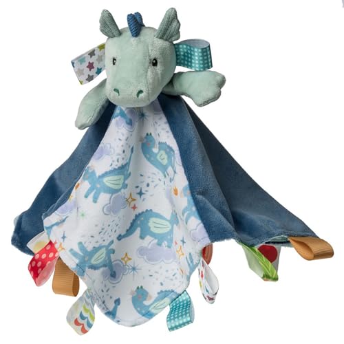 Doudou étiquettes Taggies couverture sécurité bébé 33x33 peluche dragon sensoriel