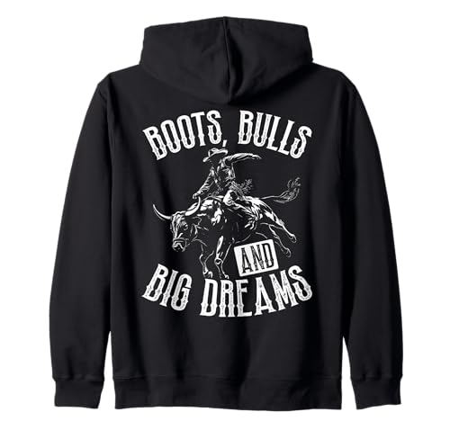 Bull Rider Big Dreams Design pour Western Cowboy Bull Rider Sweat à Capuche