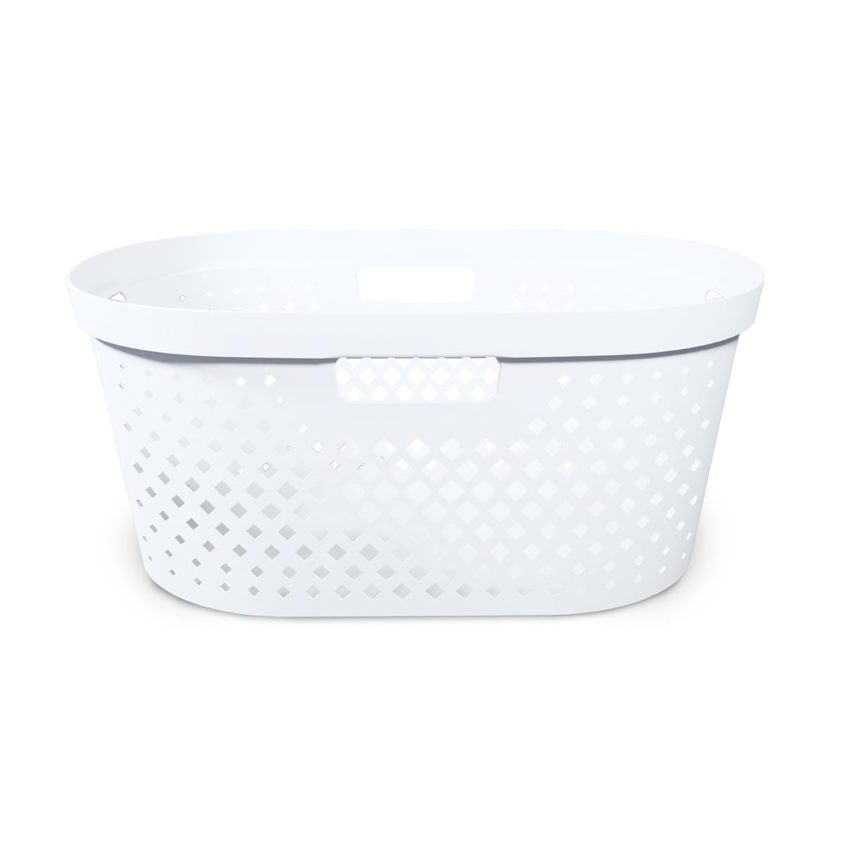Clorox Laundry Basket Plastic - Portable Clothes Hamper with Handles – Sturdy Storage Bin for Bedroom and Baby Nursery, 1 Bushel, White