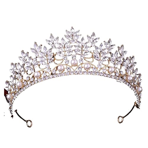 nihngvjm Moda Verde Azul Rojo Rosa Tiaras y Coronas Diadema de Banda for Diadema for Mujeres Joyas for el Cabello de Boda de Novia (Metal Color : Gold)