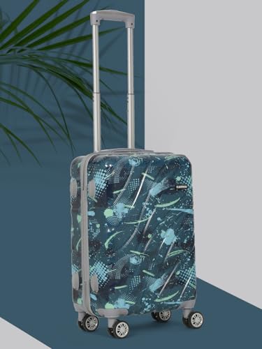 Image of Teakwood World Small 55 cm Cabin Size Trolley Bag Polycarbonate 360 Degree 8 Wheels Luggage Bag with TSA Lock, Adjustable Handle Trolley Bags for Travel, Suitcase for Travel | Spark Green