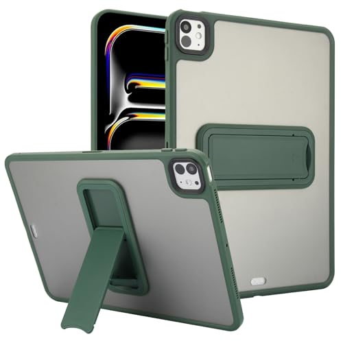 Étui protection iPad Pro 13 2024 béquille antichoc dos translucide vert