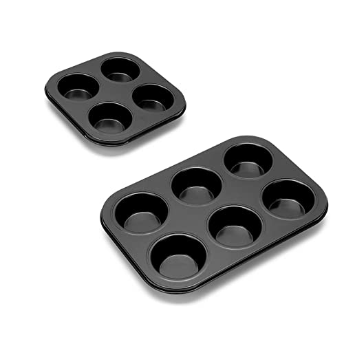 AGSYFFD 2 moldes para magdalenas, molde antiadherente para hornear hamburguesas, molde para cupcakes de acero al carbono, fácil de limpiar, ideal para pasteles o magdalenas Cover
