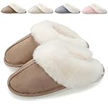 BHFRGAS Slippers Women Comfy Non-Slip Warm Womens Slippers with Memory Foam Fluffy Fuzzy Soft Winter for Outdoor Indoor，Khaki，5-5.5 UK