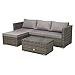Produktbild SVITA Queens Poly Rattan Sitzgruppe Couch-Set Ecksofa Sofa-Garnitur Gartenmöbel Lounge Schwarz, Grau oder Braun (Grau)