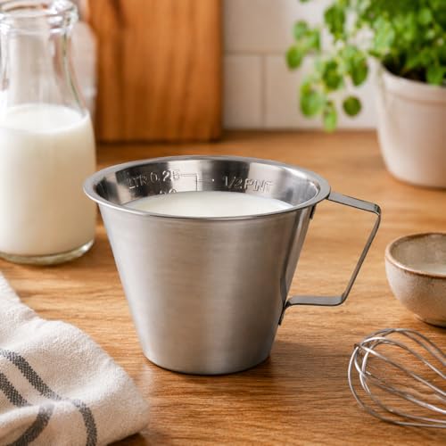 Image of KMW Stainless Steel Measuring Jug with Handle Without Base I for Craft, Kitchen, Baking, and Liquid I 250 ML (Pack of 1)