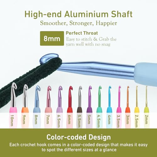 Image of 8mm Crochet Hook, Super Smooth 8 mm Ergonomic Crochet Hooks for Beginners, Comfort Crochet Needle for Arthritics, 1 Pack