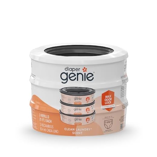 Diaper Genie Bags Refills 270 (Pack of 3) Clean Laundry Scent | Diaper Pail Refills with Max Odor Lock | Holds up to 810 Newborn Diapers
