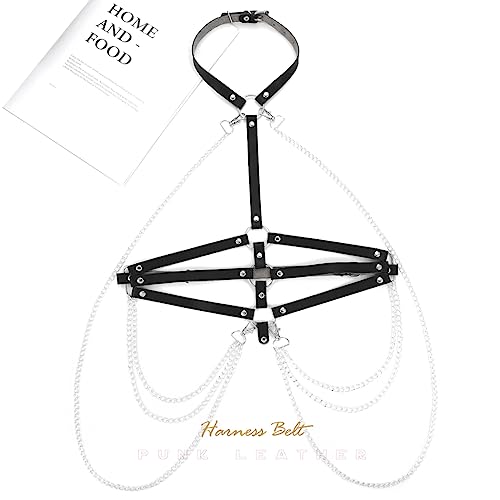 BODIY Fashion Harness Belt Plus Size Harness Waist Belts Punk Leather Body Harness for Women (Black)4