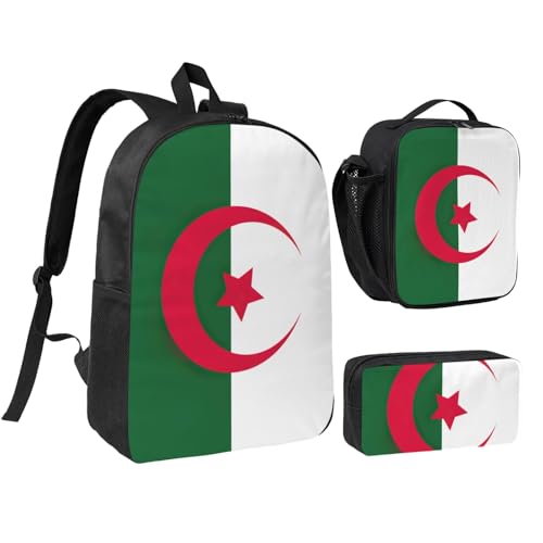 Sac à dos d'écolier Algérie 3 pièces avec boîte à déjeuner et trousse enfant