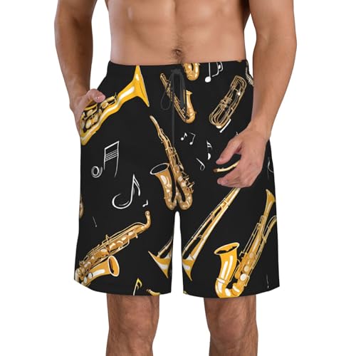 PHJAdq Musical Notes Treble - Pantalones cortos de playa para hombre, de secado rápido, con bolsillos, pantalones cortos, Notas musicales agudas, M
