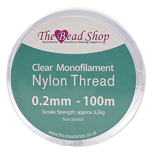 0,2 mm durchsichtiger Nylonfaden, unsichtbarer Faden, durchsichtiger Nähfaden, Dekoration zum Aufhängen, Nicht dehnbar, Zugfestigkeit ca. 3,2 kg (0,2 mm - 100 m Spule)