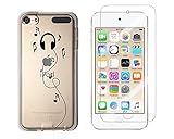 NOVAGO Compatibile con iPod Touch 7, Touch 6, Touch 5, Cover in Gel Stampata, Solida e Resistente + 1 Vetro in Vetro temperato Trasparente (Cuffie)