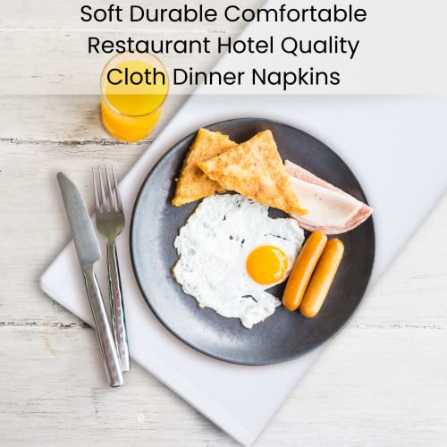 Linen Hub 12 Pack 100% Combed Cotton Cloth Dinner Napkins 17X17 Ultra Soft Absorbent Restaurant Hotel Quality, Cocktail Napkins, Christmas Dinner Napkins, Washable Cloth Napkins White #TOP3