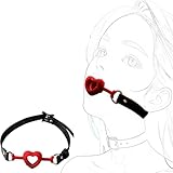 Verstellbarer roter Ballgag mit herzförmiger Silikonkugel – wasserdicht Mundgag für BDSM erotische Rollenspiele – weiches Design für intensive Sinnlichkeit