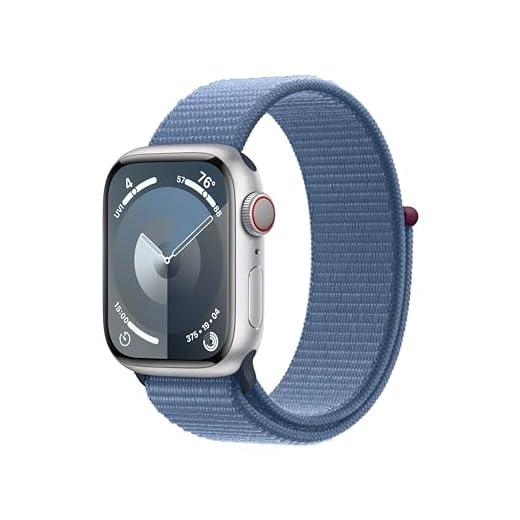Apple Watch Series 9 [GPS + Cellular 41mm] Smartwatch with Silver Aluminum Case with Winter Blue Sport Loop. Fitness Tracker, Blood Oxygen & ECG Apps, Always-On Retina Display, Carbon Neutral