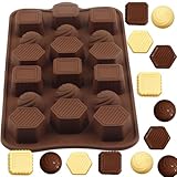 EPYHREHM 18 Cavity Geometric Shapes Silicone Chocolate Molds Hexagon Circle Square Candy Mold For Gummy Chocolate Candy