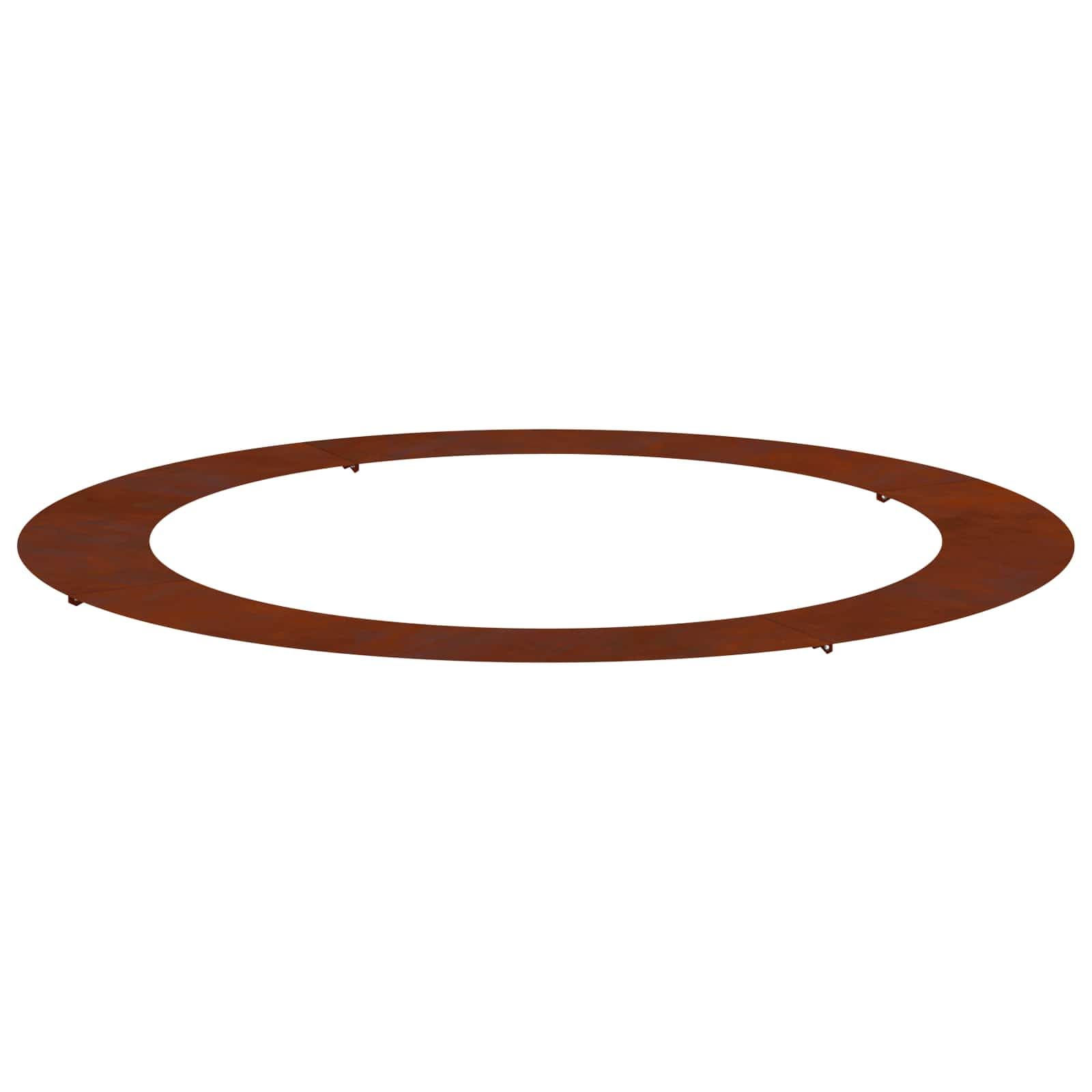 Anneau d'arbre plat en acier patiné marron Ø90-120cm, bordure de protection et déco jardin