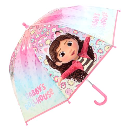 Image of Gabby's Dollhouse Kids Dome Umbrella – Official Licensed Children's Character Toddler Umbrella, Strong, Lightweight & Windproof School Rain Umbrella for Girls & Boys, Child-Friendly Safety Opening