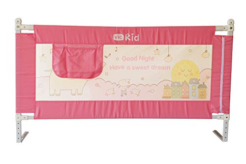 Image of VIC Kid Adjustable Baby Bedrail Guard Bed Fence (1.8 M, Pink Elephant)