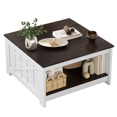 image for YITAHOME Coffee Table Farmhouse Coffee Table with Storage Rustic Wood 