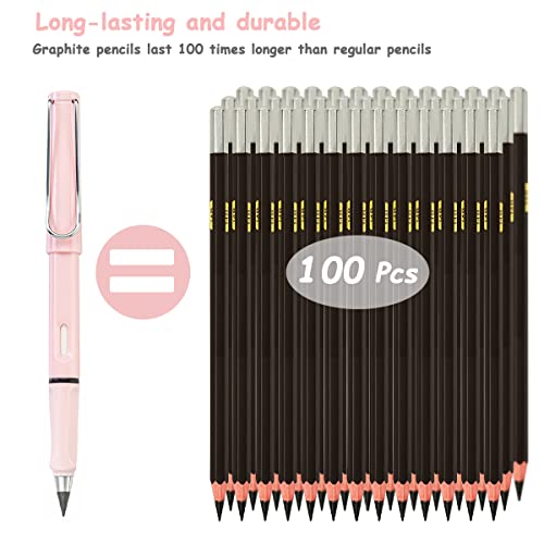 YUTOU Pack of 6 Eternal Pencil Inkless Pencils Eternal Technology Unlimited Writing No Ink Pen Reusable Inkless Pen with 6 Replacement Tips - Image 2