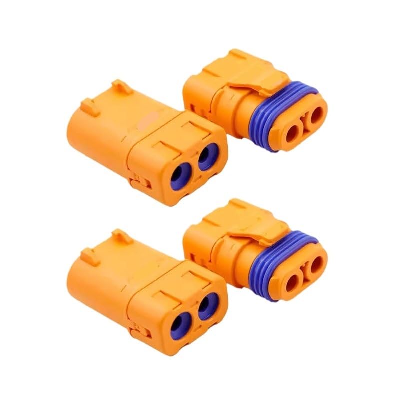 2Pares Conector DC Impermeable IP67 Amass LFB30/40/50 Cobre Rojo Plateado