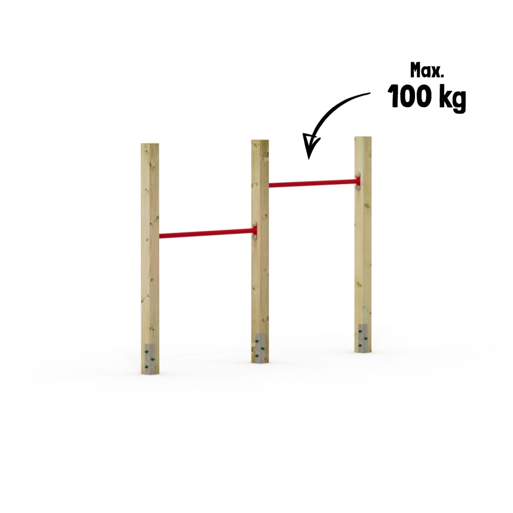 Wickey Doppel-Reckstange FIT Tumble 302 - Spielplatz Turngerät - Kinder Reckstange - Spielgerät aus Holz - 206x9x151 cm