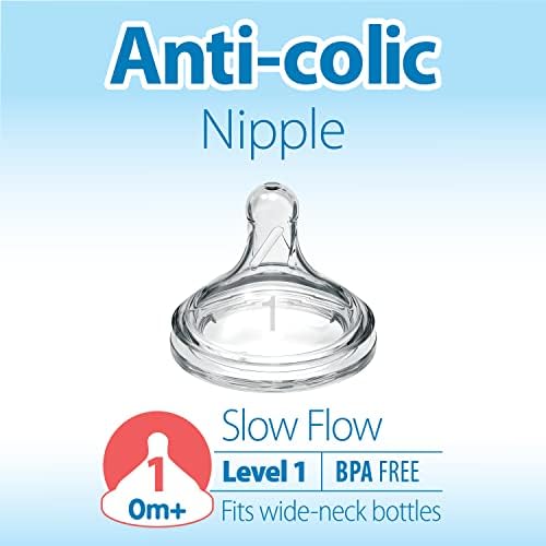 Dr. Brown’s Natural Flow Level 1, Wide-Neck Baby Bottle Nipple, Slow Flow, 100% Silicone, 2 Pack, 0m+ - 1