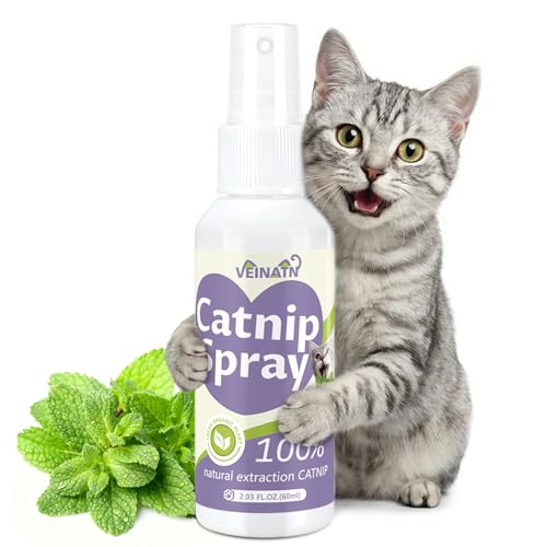 VEINATN Catnip Spray for Cats,Calming Stress Relief for Indoor Cats,Encourages Play, 100% Natural,Mess-Free Herbal Formula (2 fl.oz)
