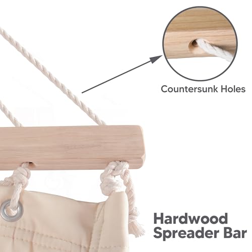 Image of SUNCREAT Hammocks Extra Large Double Hammock with 12 ft Stand, 475lbs Capacity, Outdoor Portable Hammock with Hardwood Spreader Bar, Extra Large Pillow, Beige