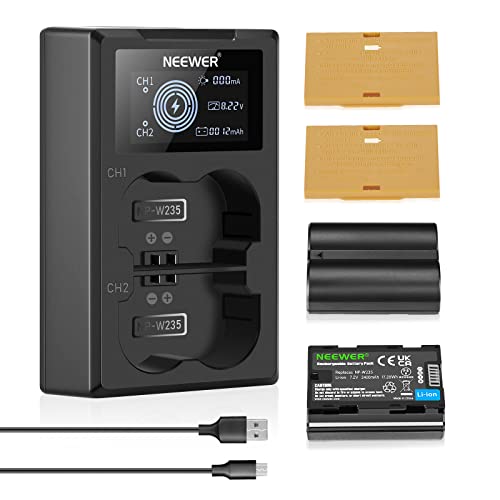 NEEWER NP-W235 Kamera Akkuladegerät Set, Doppel Steckplatz USB Ladegerät mit LCD, 2er Pack 2400mAh Ersatzakkus Kompatibel mit Fujifilm X-T5… – Ansicht 1