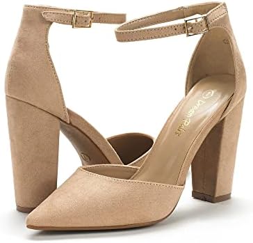 DREAM PAIRS Womens Mid Heel Pump Shoes, Nude Suede - 7.5 (Coco) Review | Image 2
