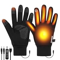 Acemall USB Electric Heated Gloves Women, Winter Hand Warmers Gloves Anti-slip Touchscreen Heating Mittens with 3 Levels Heat, Thermal Liner, Elastic Cuff, for Running Walking Riding Driving Cycling
