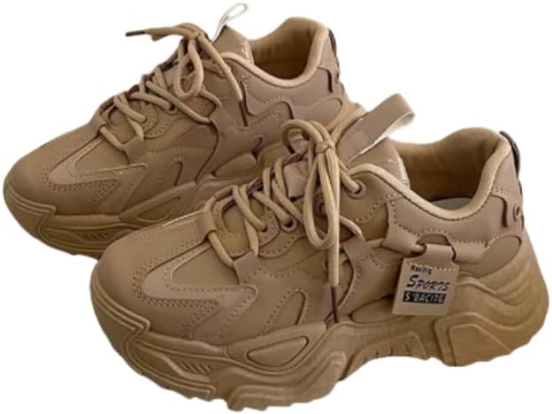 Breathable Comfort Chunky Sneakers - All-Season Non-Slip Rubber Sole Fashionable Casual Shoes with Lace-Up Closure for Women
