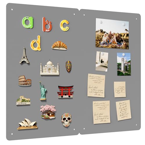 2 Pack Magnetic Board for Wall, 17.5" x 11.4" Magnet Bulletin Memo Board, Metal Sheets to Display Magnetic Letter Number Souvenir, Notes, Poetry, Photos, Silver