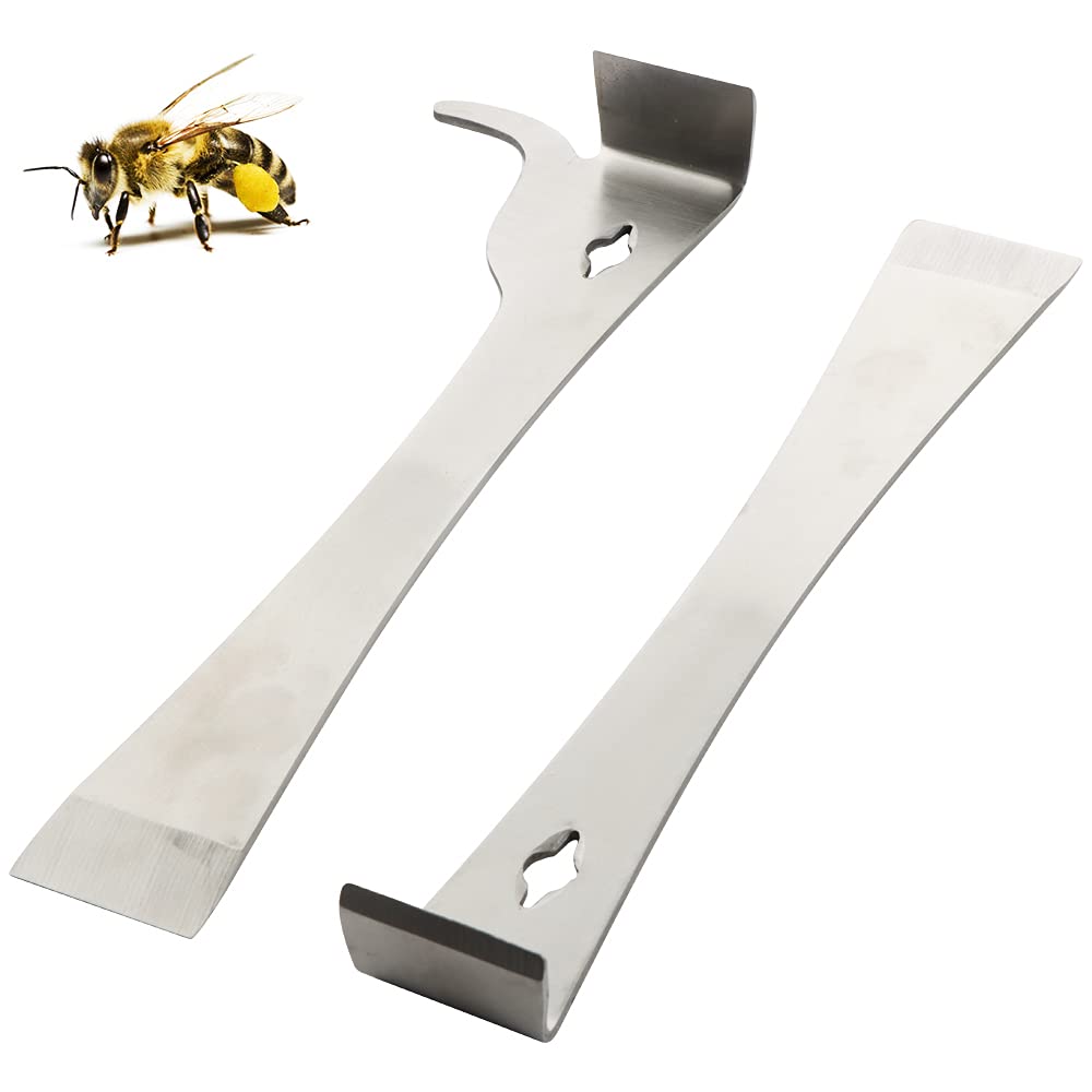 DQITJ 2 Pcs Beekeepers Polished Stainless Steel Hive Sc Equipment Bee Frame Lifter and Sc Tool, 2 Types
