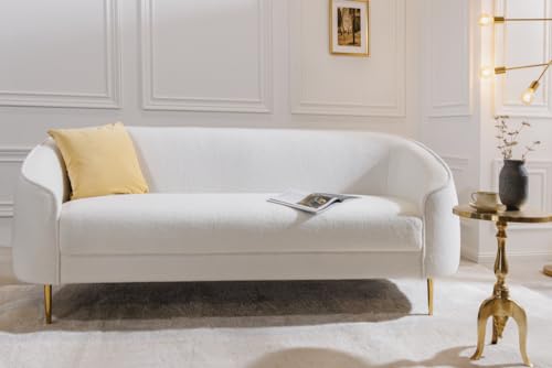 riess-ambiente.de Design 3er Lounge Sofa Diva 205cm weiß Bouclé 3-Sitzer Metallfüße Gold – Bild 5