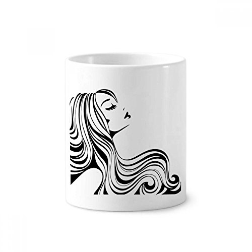 Mug céramique 350 ml blanc avec silhouette de femme aux longs cheveux bouclés